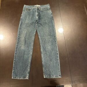 Lee Relaxed Fit Jeans Men 30x32 blue casual denim medium Dark Wash Fading Strght